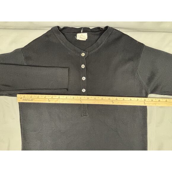 Belford Knit Sweater Womens Small Black 100% Silk Henley Tunic - Picture 3 of 12